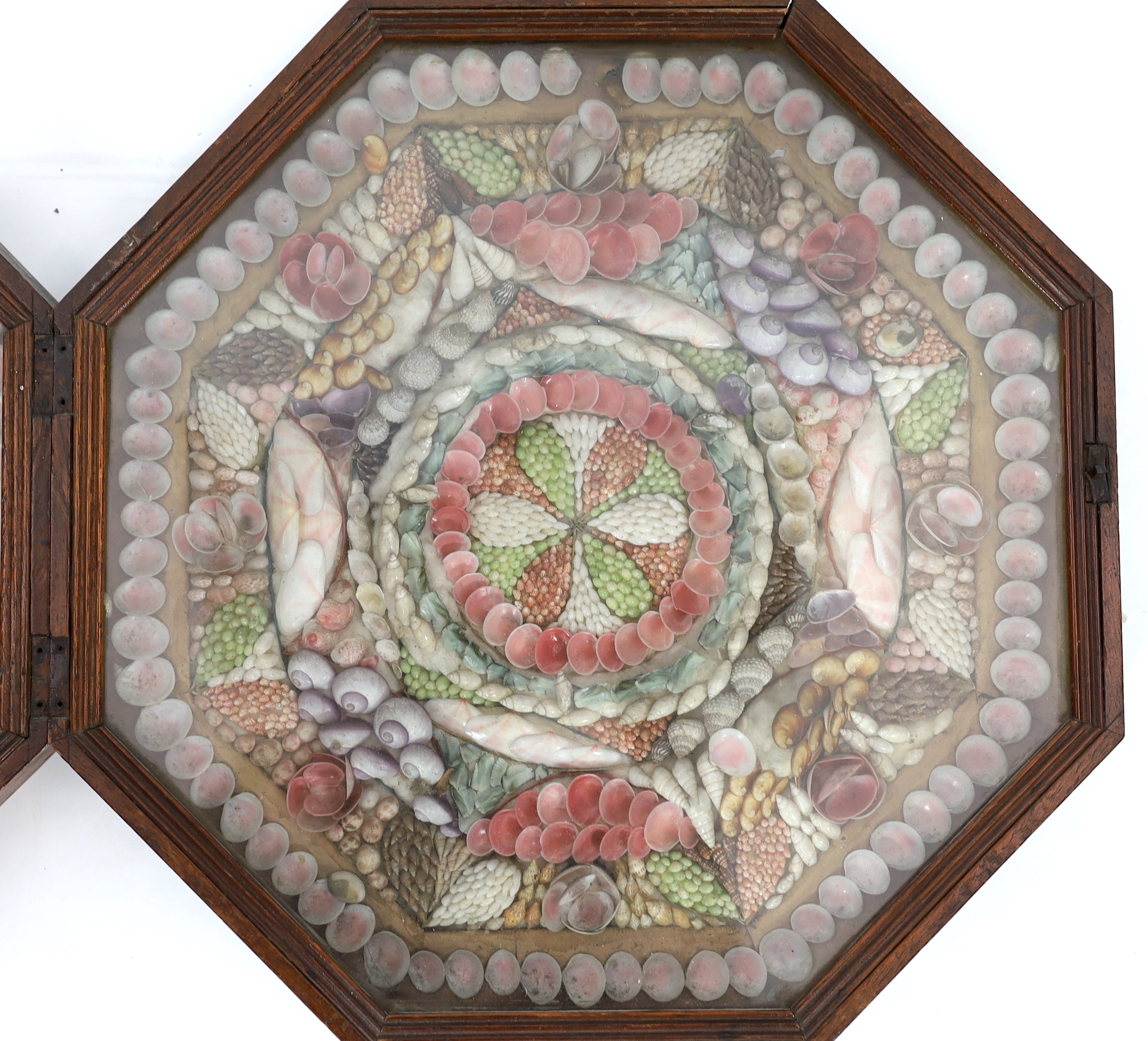 A 19th century sailor's shellwork Valentine, overall 35 x 35cm
